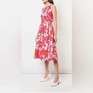 CAROLINA HERRERA Hibiscus Floral Print A-Line Sleeveless Dress Sz 10